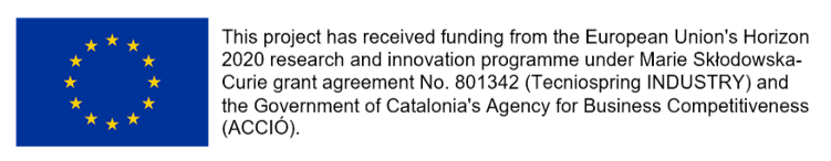 This project has received funding from the European Union's Horizon 2020 research and innovation programme under Marie Skłodowska-Curie grant agreement No. 801342 (Tecniospring INDUSTRY) and the Government of Catalonia's Agency for Business Competitiveness (ACCIÓ).